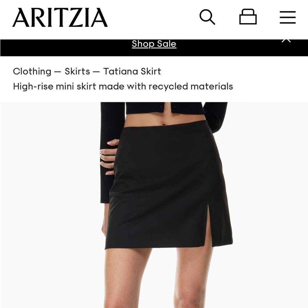 Aritzia Sunday Best Tatiana mini skirt in black - size 6